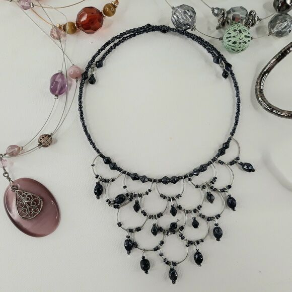 Necklaces Lot of 6 Wire Choker Charms Copper Stones Beads Vintage to Today - Picture 5 of 9